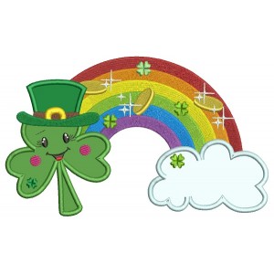 Lucky Shamrock With a Rainbow St. Patrick's Day Applique Machine Embroidery Design Digitized Pattern